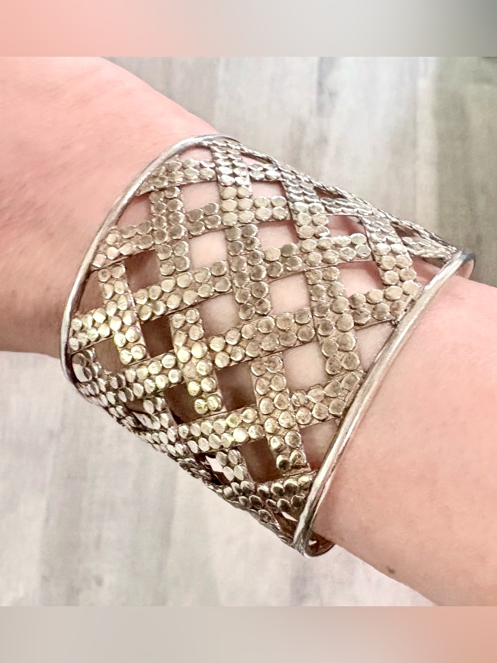 Vintage Anna Beck Retired Sterling Silver Cuff Bracelet 925 Wide Artisan 54.11g